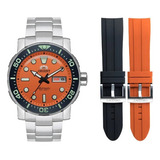 Relogio Orient Poseidon Laranja f49ss014 O1sx Nfe E Garantia